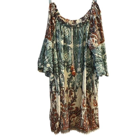 EST. 1946 Plus Size 22 Boho Chic Paisley Off-Shoulder Dress Multicolor - Picture 2 of 16